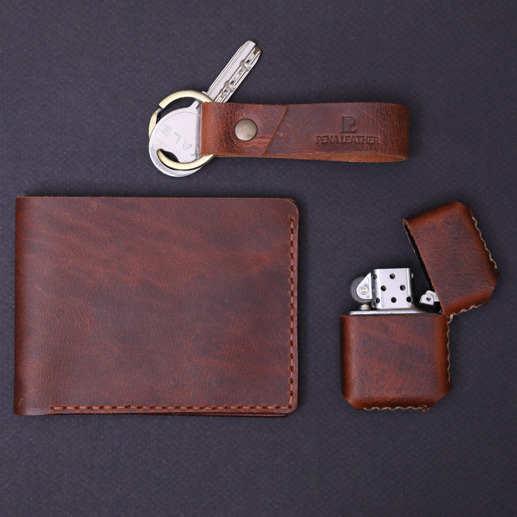 Klasik Cüzdan Çakmak Anahtarlık Hediye Seti