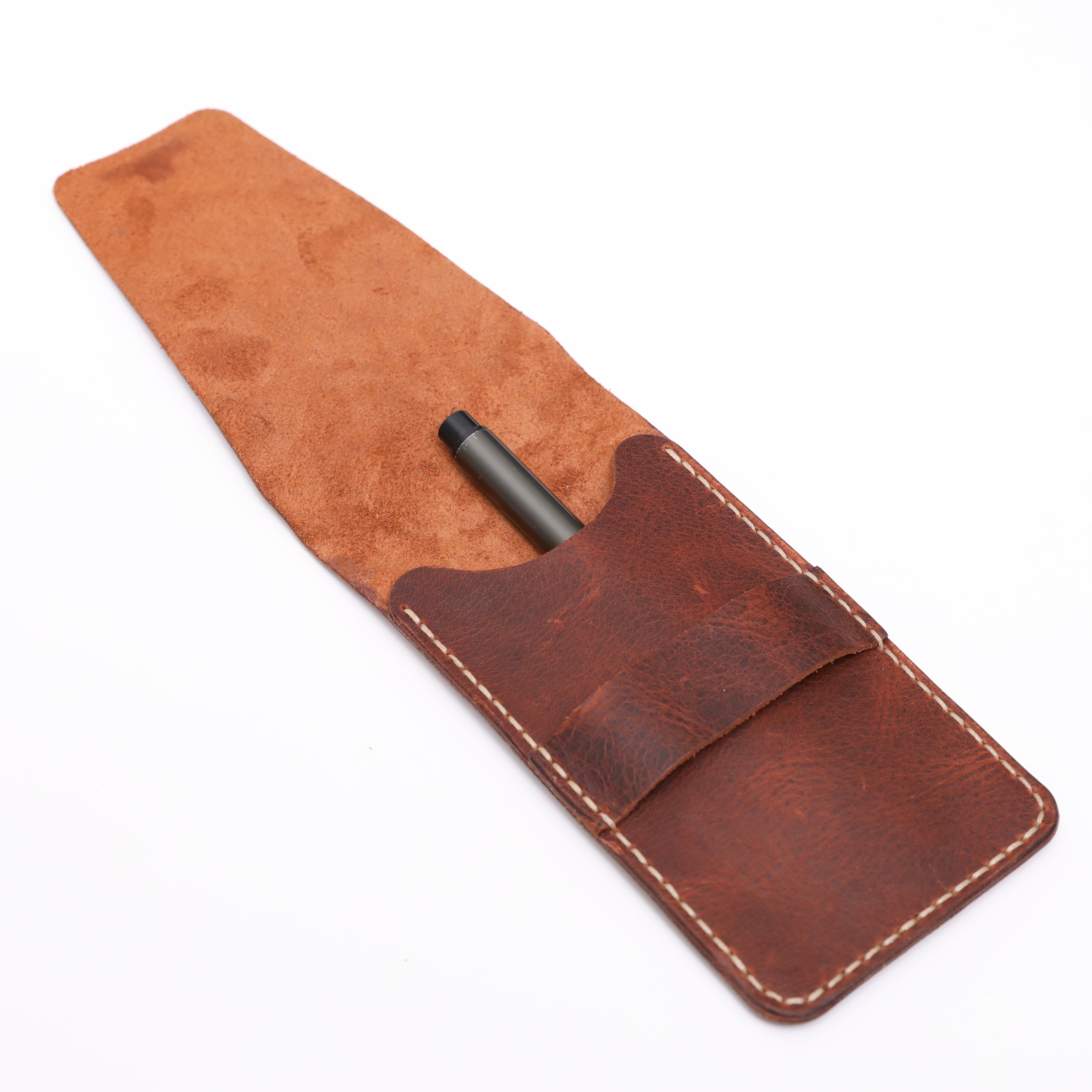 Kapaklı Deri Kalemlik