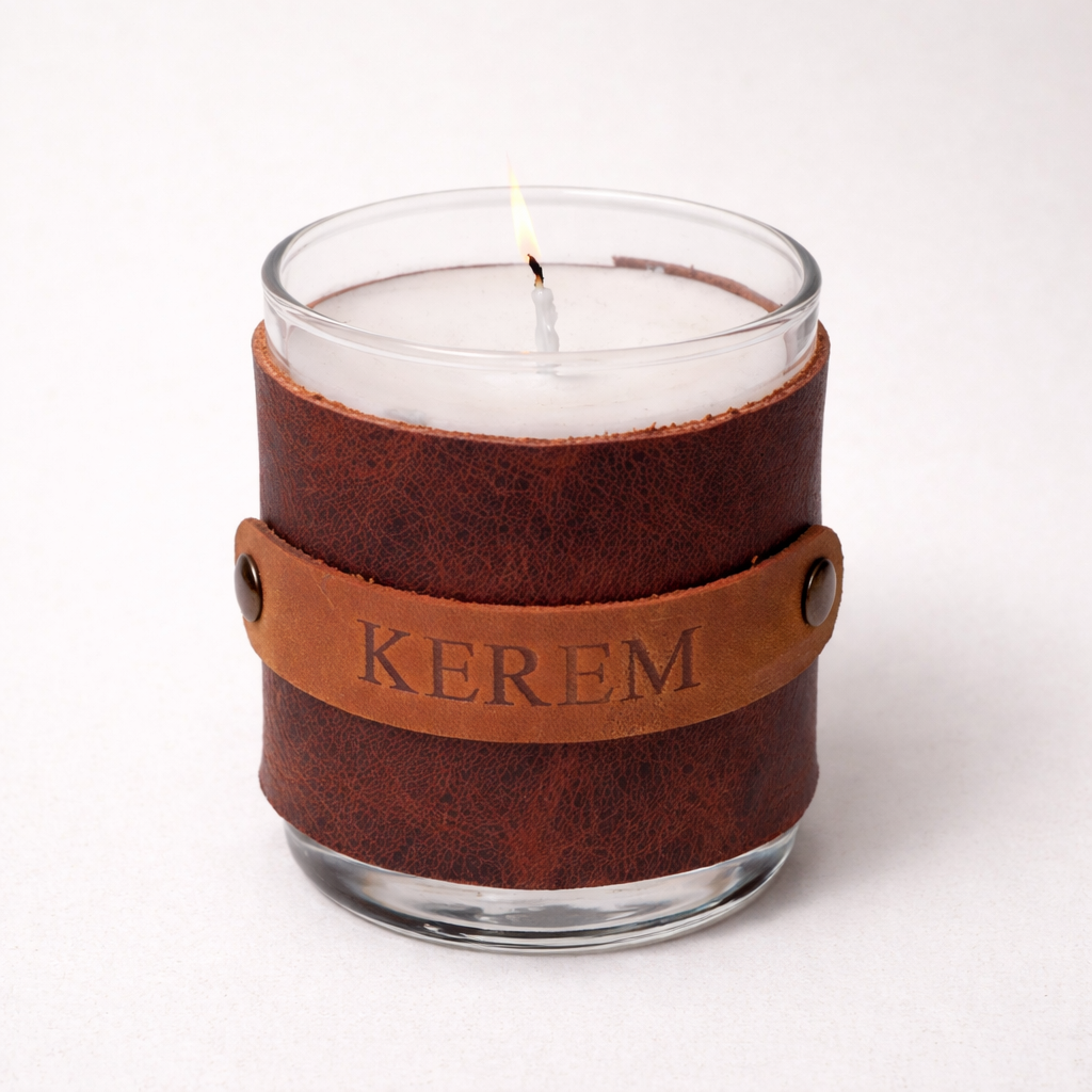 Deri Kılıflı Parafinsiz Soya Mumu